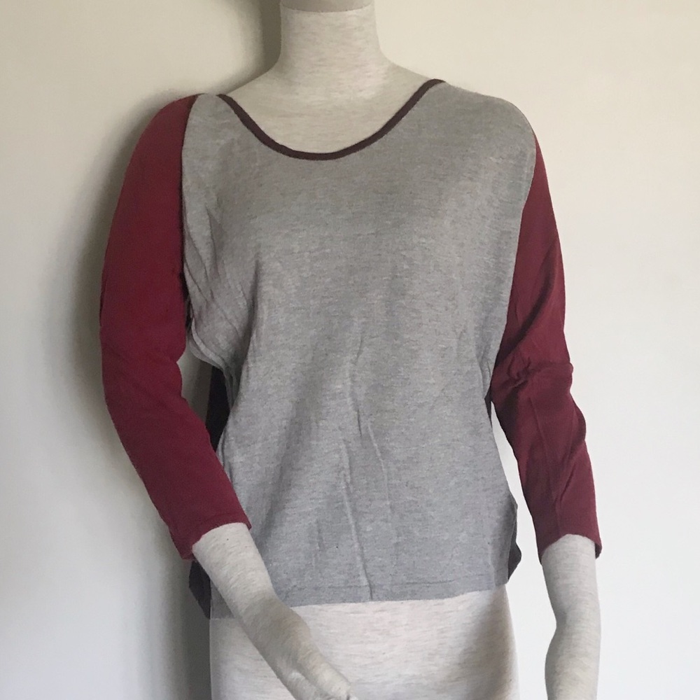 Maroon & Grey color block sweater